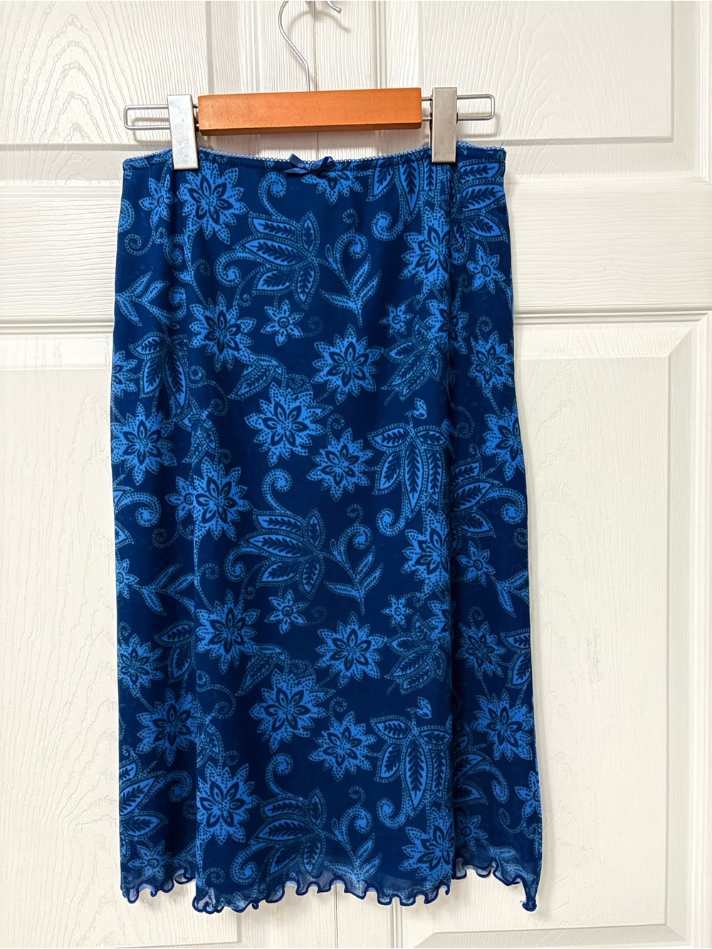 Urban Outfitters Blue Floral Mesh Midi Skirt – Size S - Picture 2 of 6